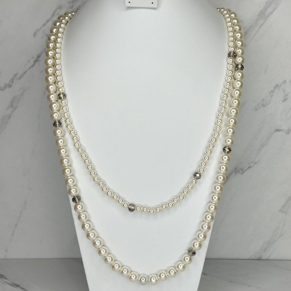 Chico's Chunky Faux Pearl Multi Strand Gold Necklace ✨